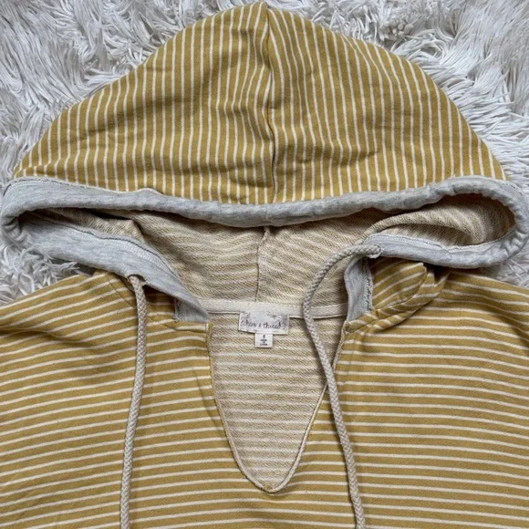 🎉HP🎉 Hem & Thread Striped Terry Hoodie 💗 Mustard Sage Green & Gray - Picture 7 of 16